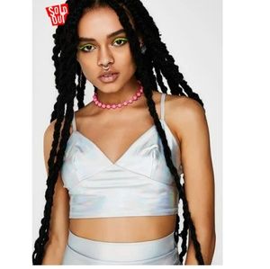 🌌Big Sparkle Dolls Kill Holographic Crop Top